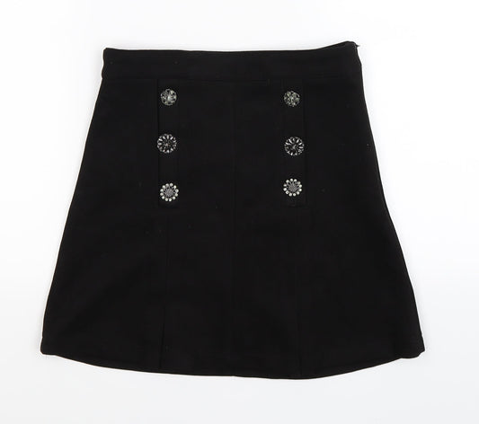 a collection Womens Black  Velour Pleated Skirt Size S