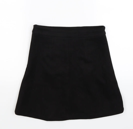 a collection Womens Black  Velour Pleated Skirt Size S
