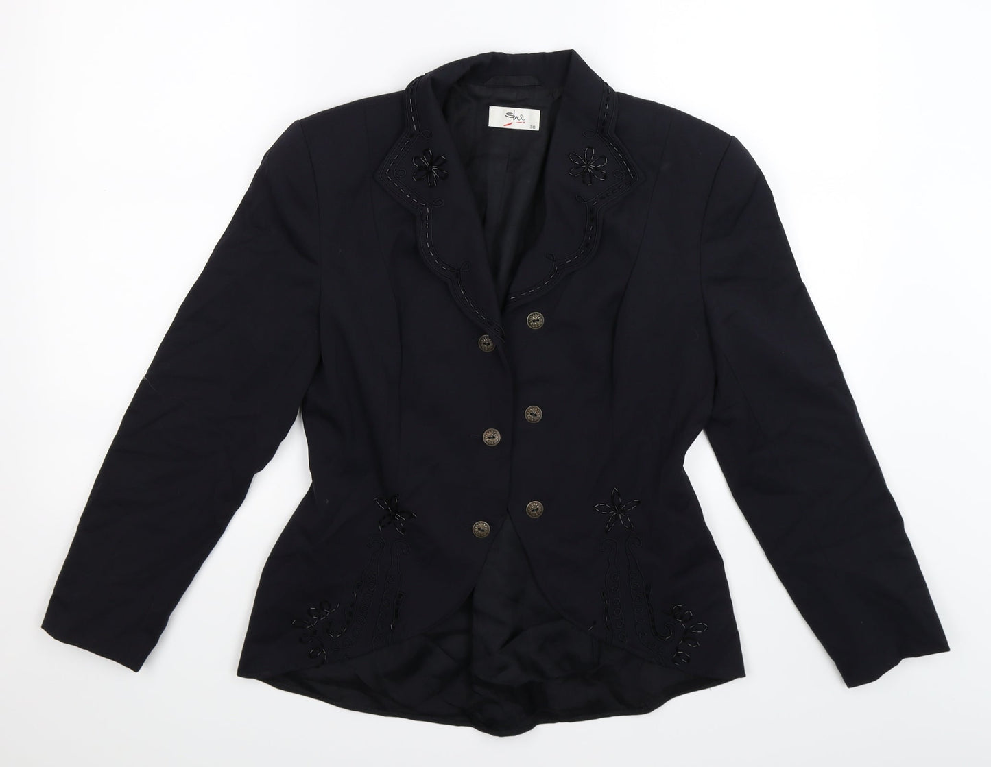 SHE Womens Black Flecked  Jacket Blazer Size 10