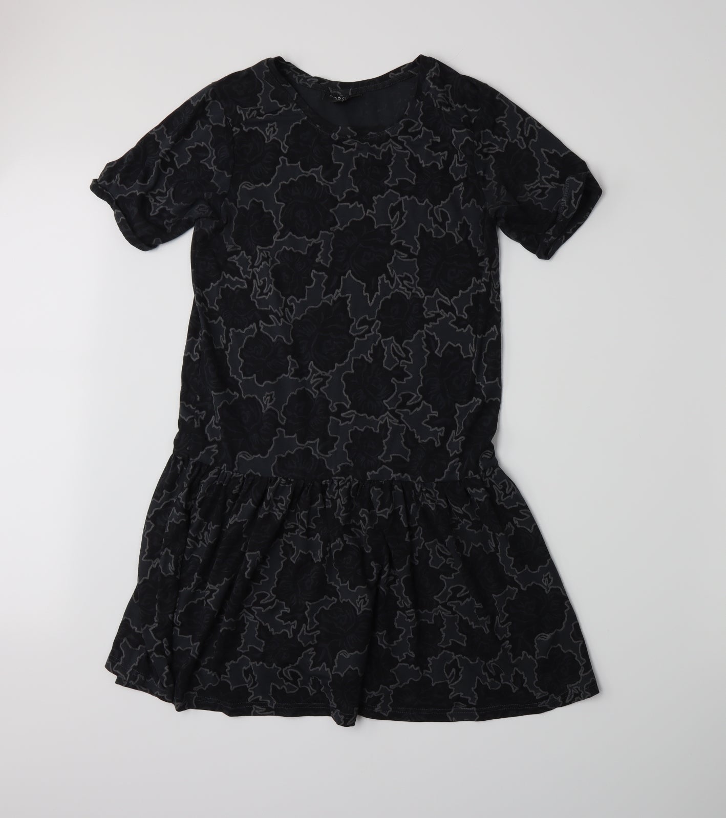 Topshop Womens Grey Floral Jersey A-Line  Size 6