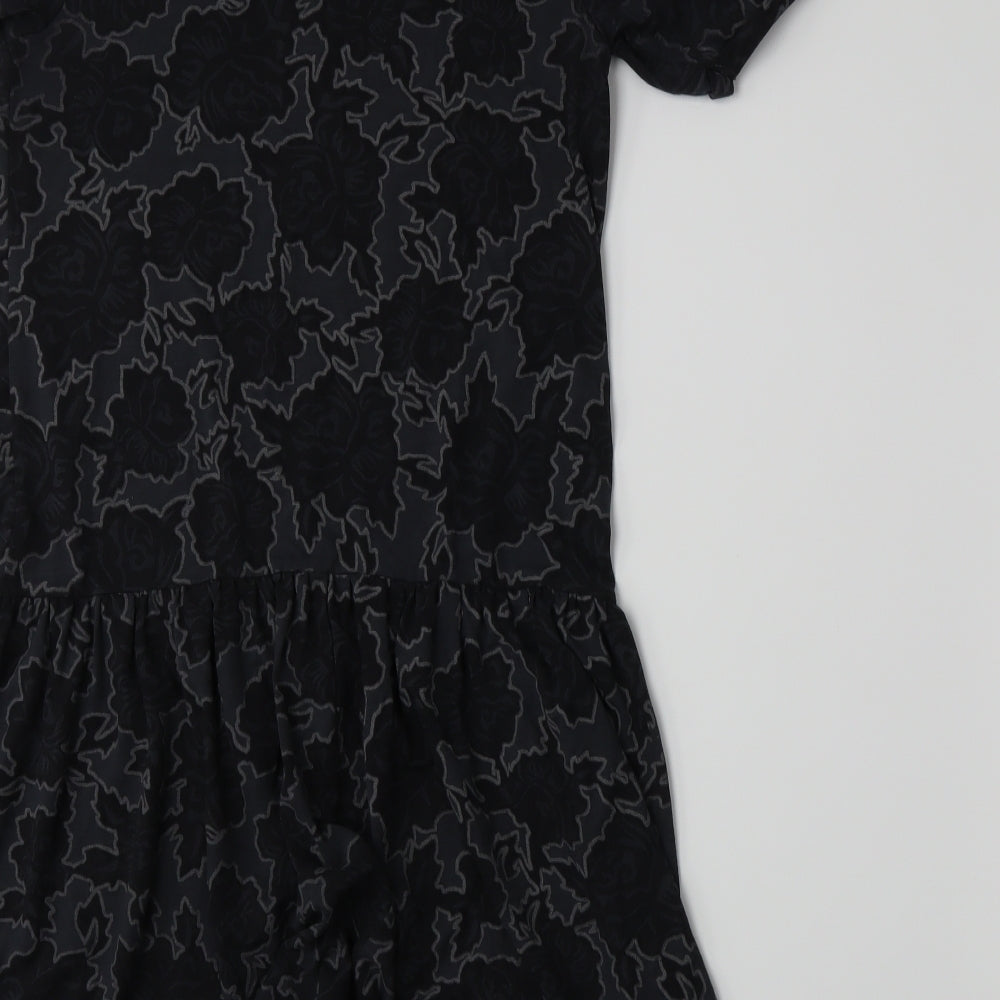 Topshop Womens Grey Floral Jersey A-Line  Size 6
