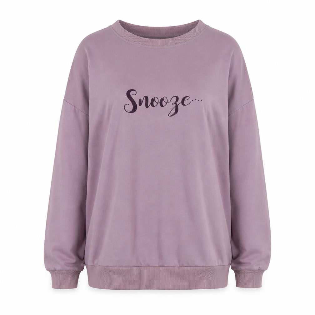 Front view of Avenue women’s purple jersey top pyjama top, size S