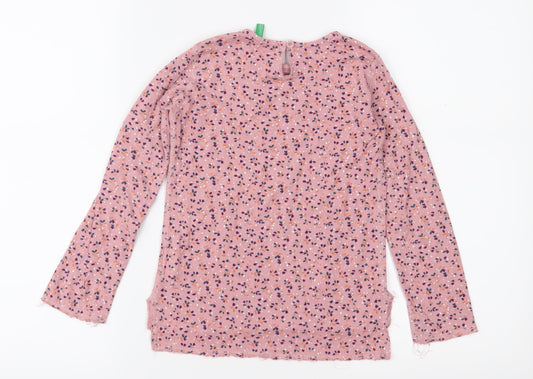 United Colors of Benetton Girls Pink Floral Jersey Basic T-Shirt Size 4-5 Years