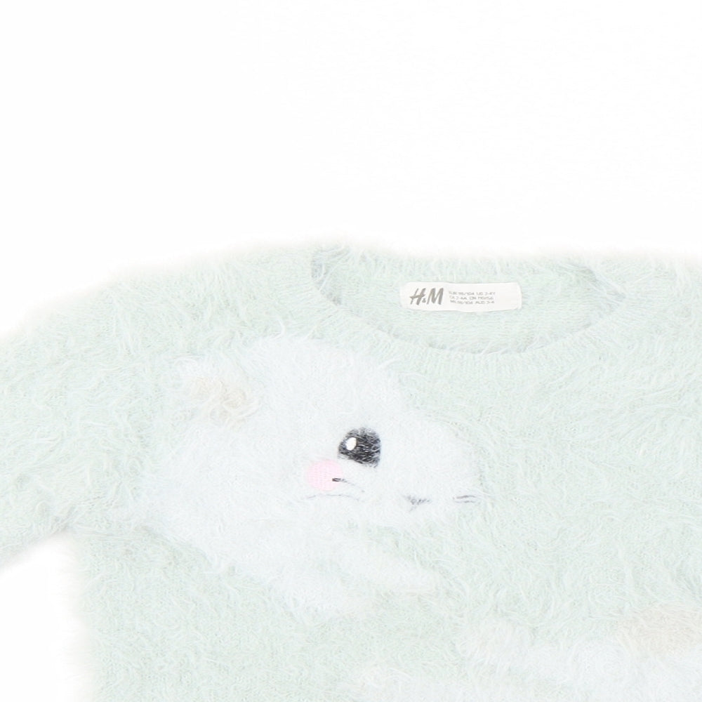 H&M Girls Green   Pullover Jumper Size 2-3 Years