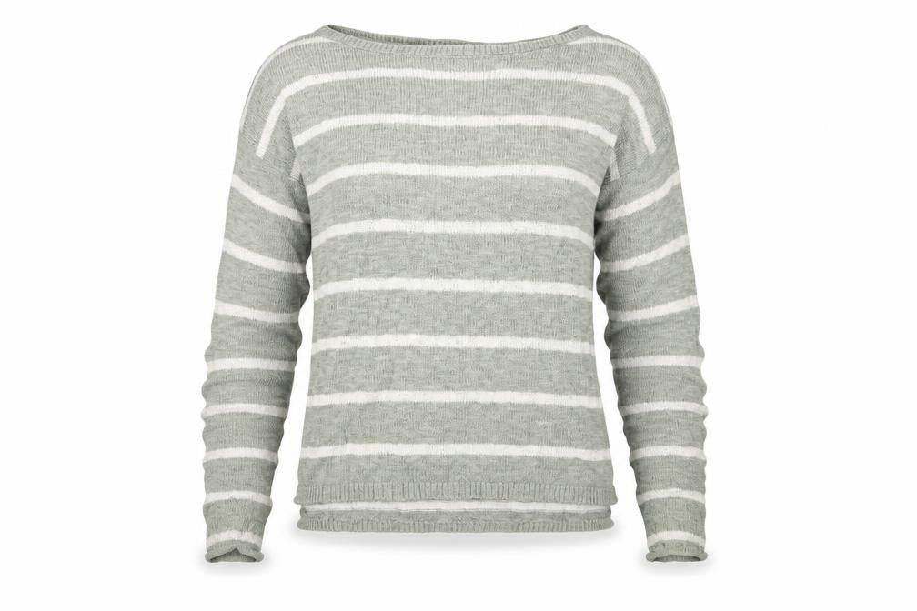 Front view of H&M girls’ green striped knit jumper, size 11-12, years