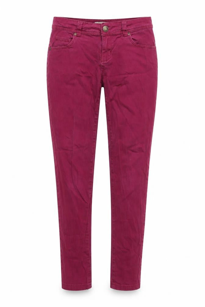 Front view of Peacocks women’s purple denim skinny jeans, size UK 10, 29-inch leg