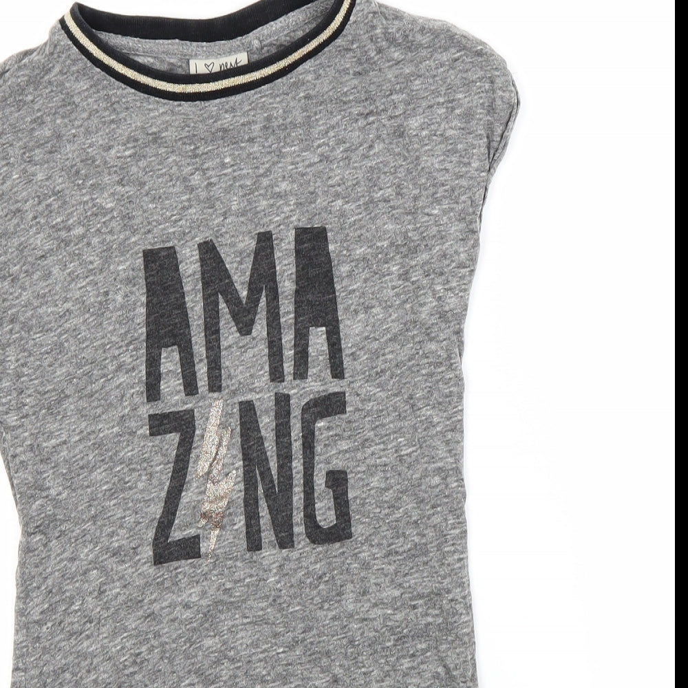 NEXT Girls Grey  Rayon Basic T-Shirt Size 8 Years