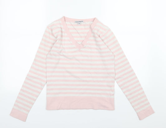Paolo Feretti Womens Pink Striped Knit Pullover Jumper Size M