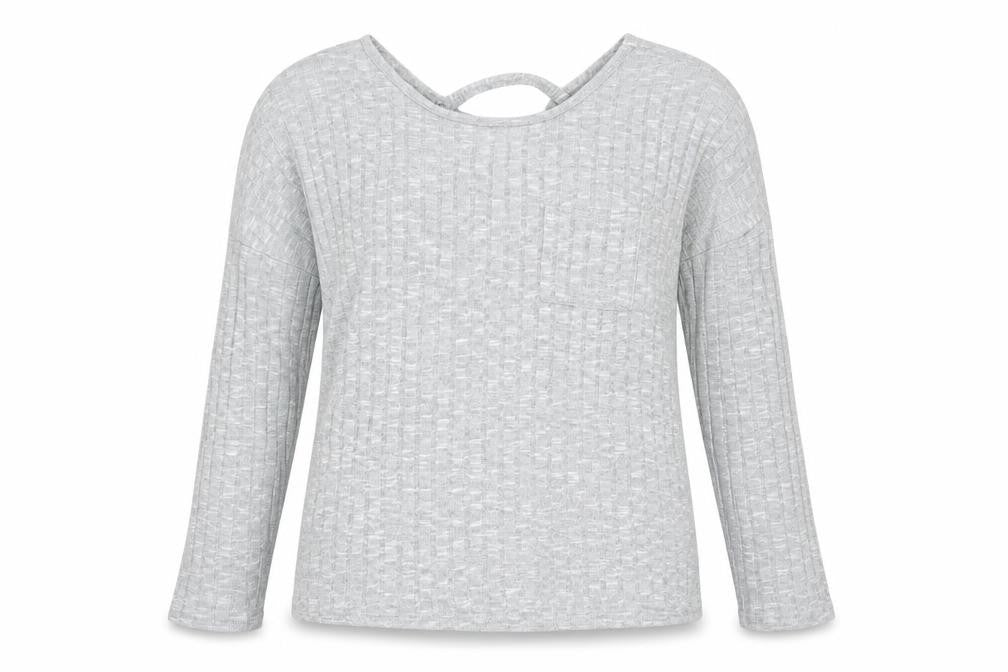 Front view of Papaya women’s grey knit jumper, size S
