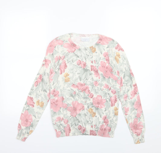 Cotsworld Womens Multicoloured Floral Knit Pullover Jumper Size XS