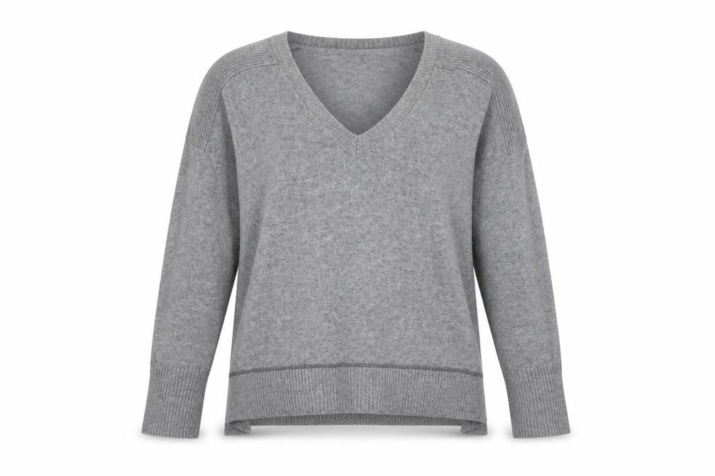 Front view of River Island women’s grey knit jumper, size UK 6