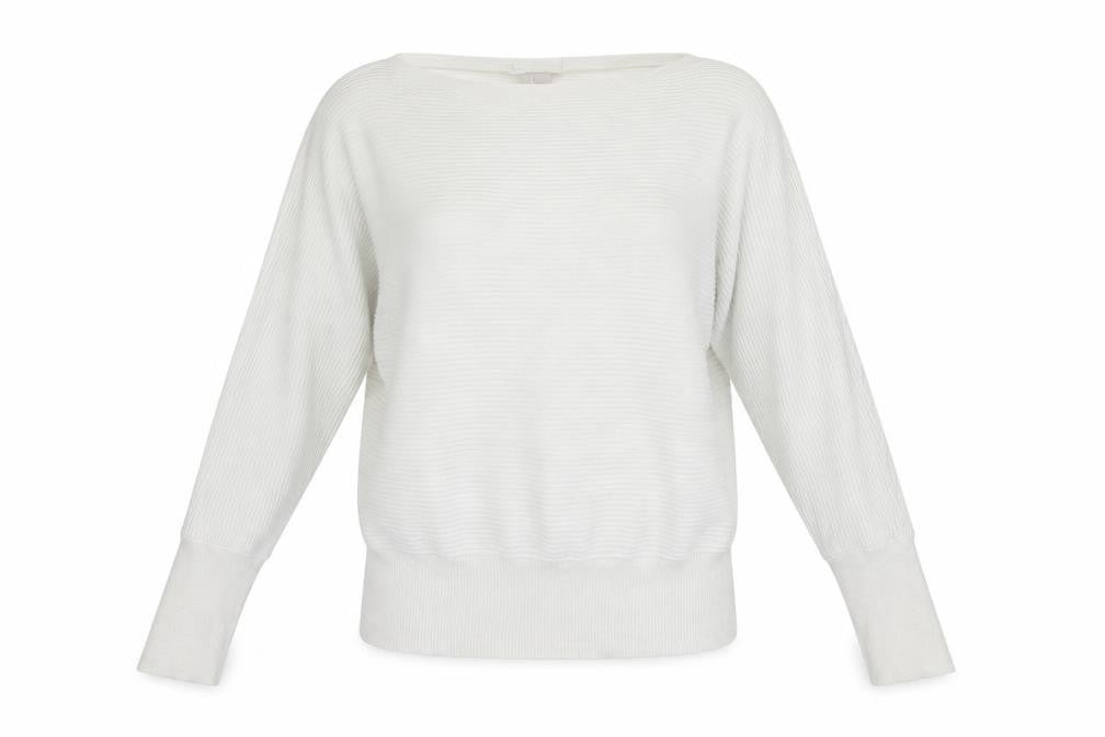 Front view of H&M women’s white knit jumper, size M
