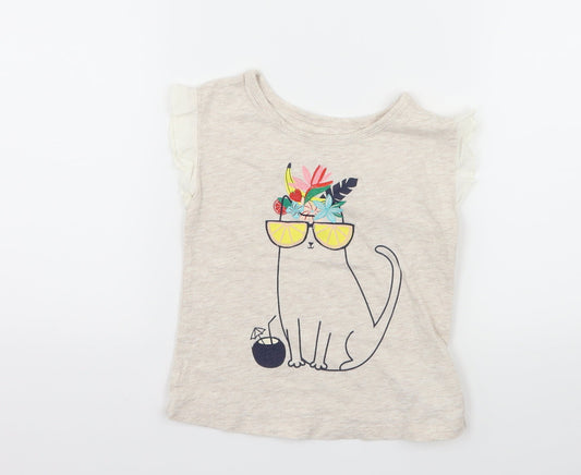 Gap Girls Ivory  Jersey Basic T-Shirt Size 3 Years  - Cat