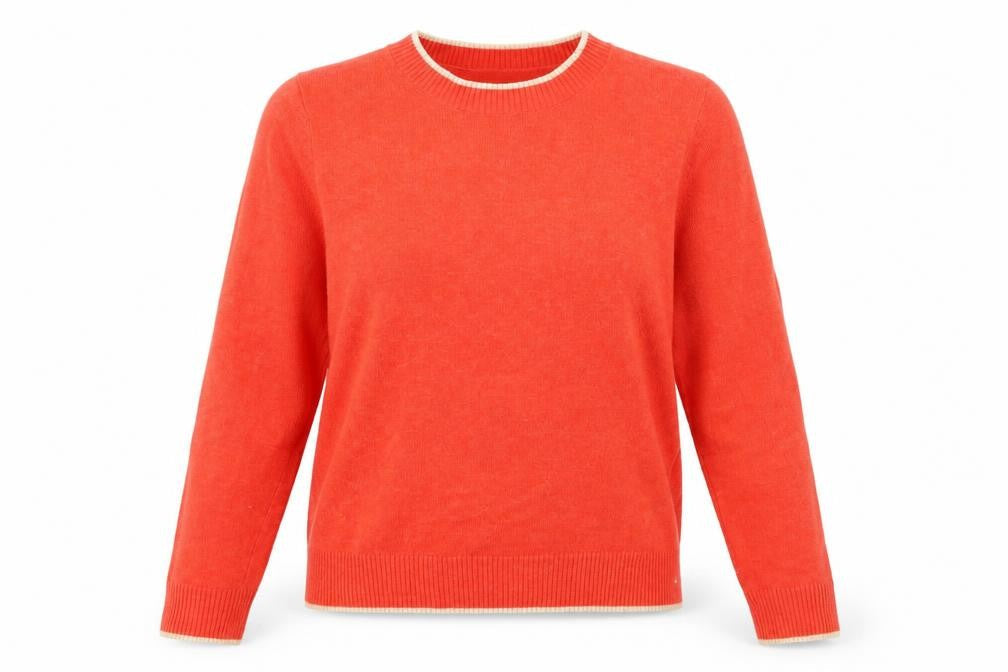 Front view of Light Before Dark women’s red knit jumper, size M