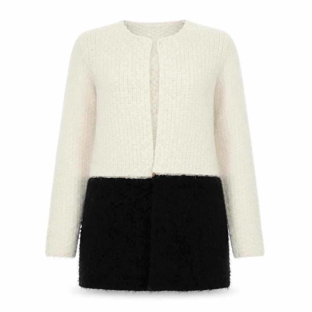 Front view of Quiz women’s ivory knit cardigan jumper, size S