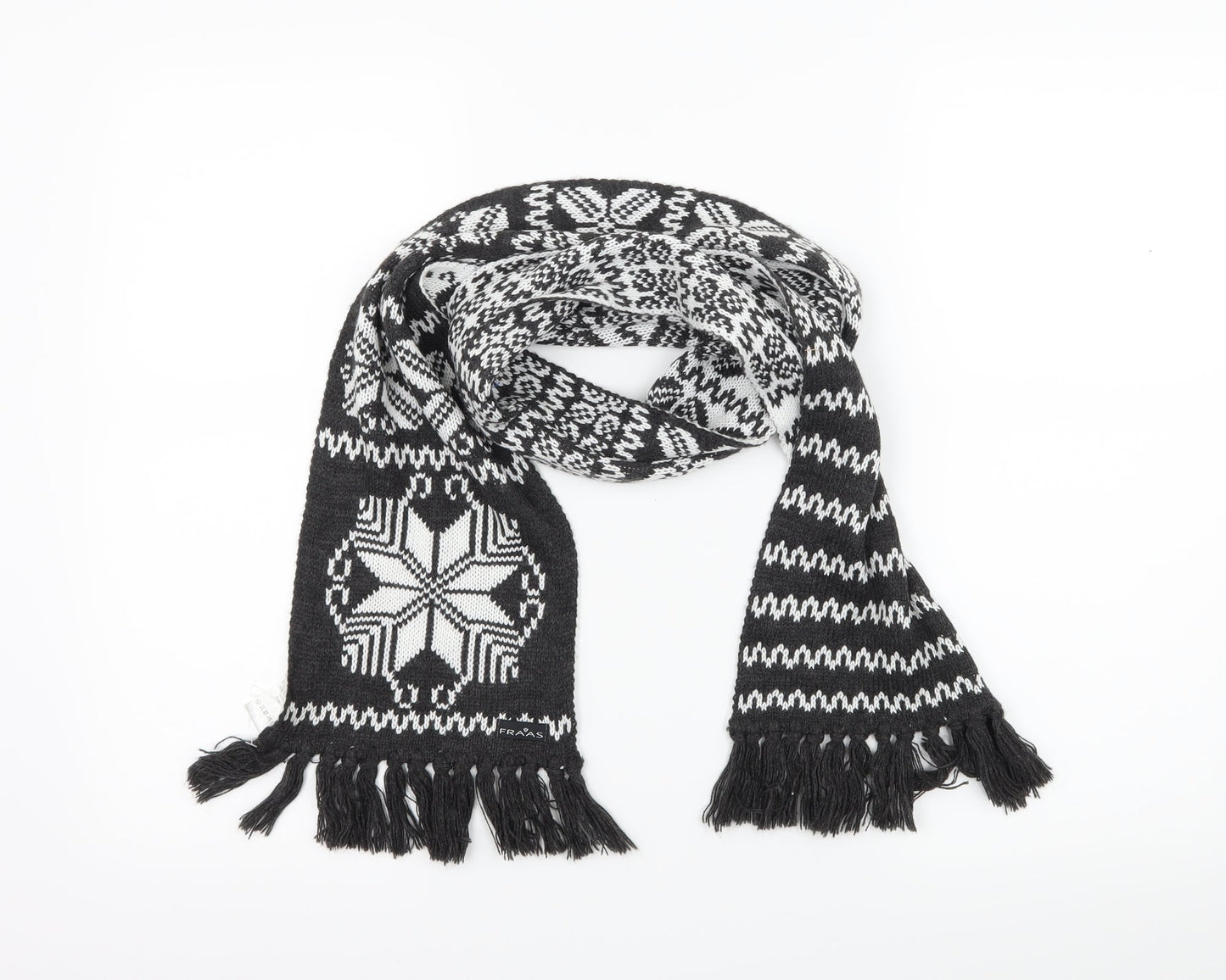Fraas Womens Grey Geometric Knit  Scarf