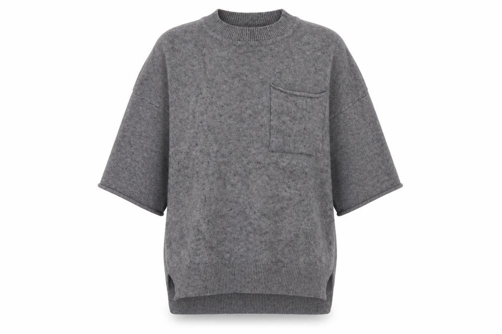 Front view of Sleek Chic women’s grey knit jumper, size M