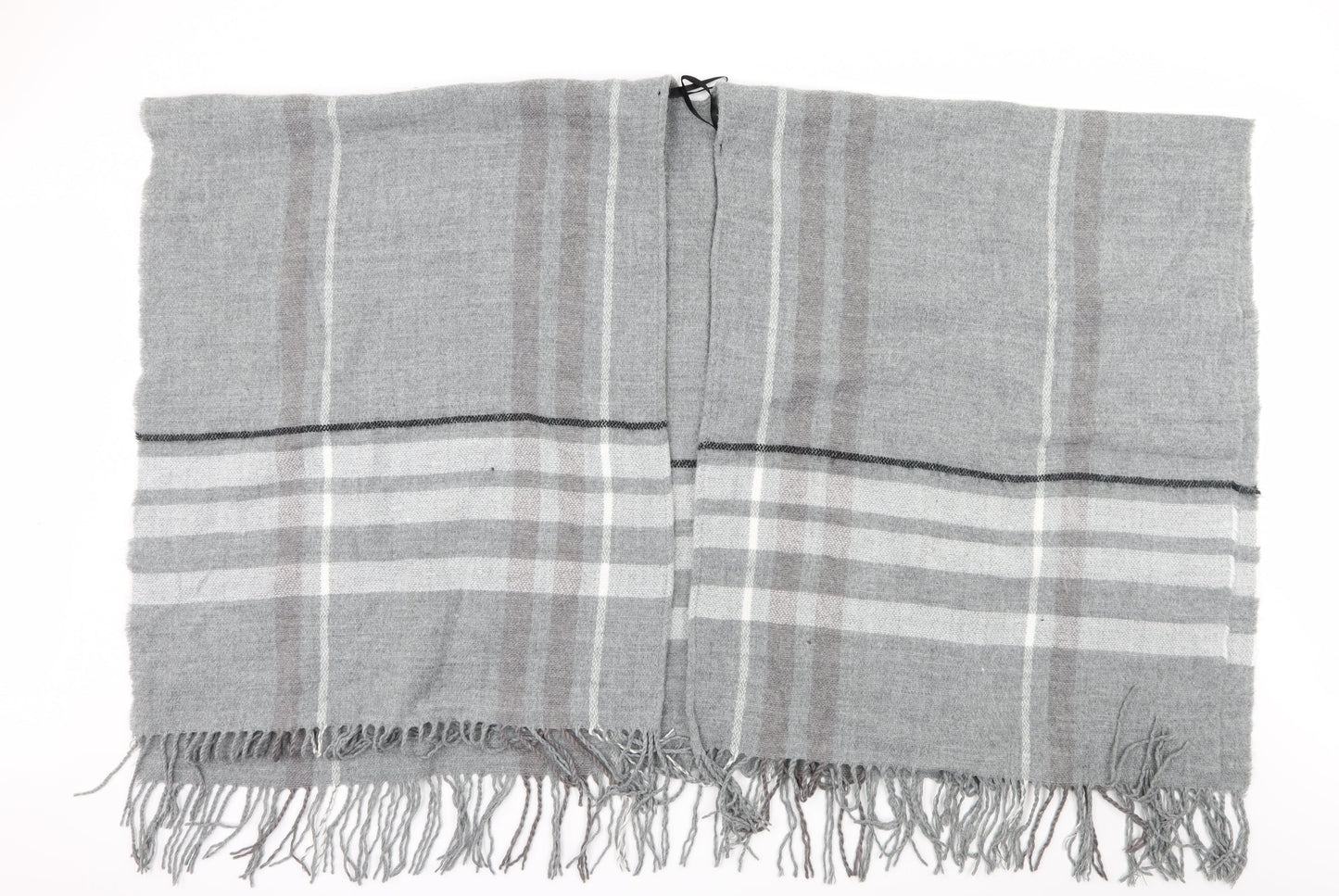 Preworn Womens Grey Striped Knit  Shawl/Wrap