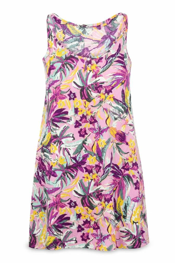 Front view of Sleep Well women’s pink floral babydoll dress, size UK 8