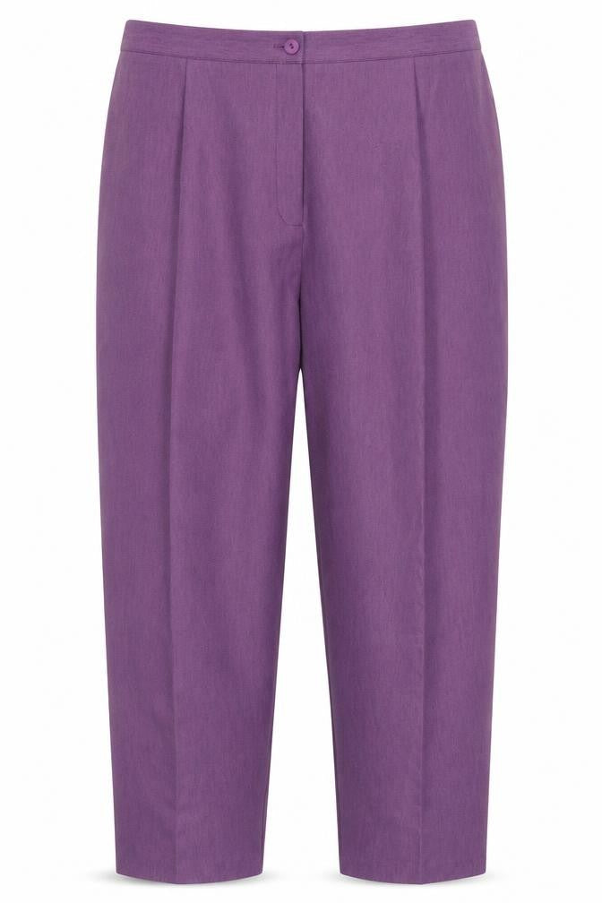 Front view of Modern Classics women’s purple trousers, size UK 22, 27-inch leg