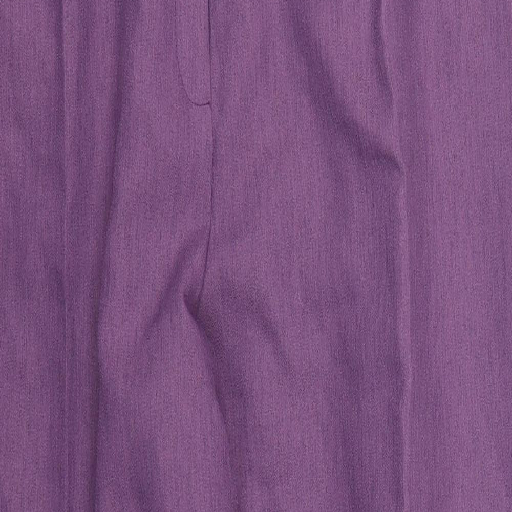 Close-up detail of Modern Classics women’s purple trousers, size UK 22, 27-inch leg
