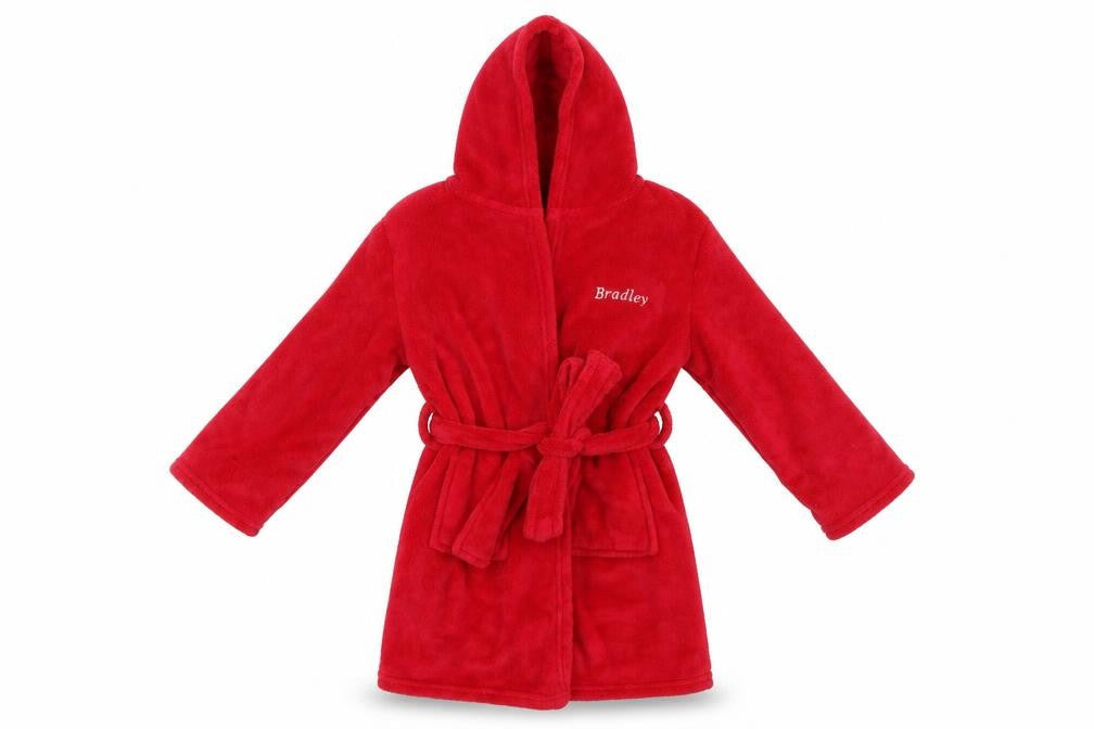 Front view of Preworn boys’ red gown, size 6-7, years
