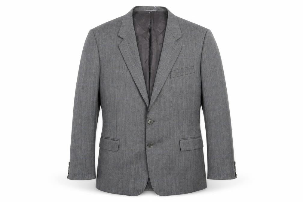 Front view of St Michael men’s grey jacket suit jacket, size M