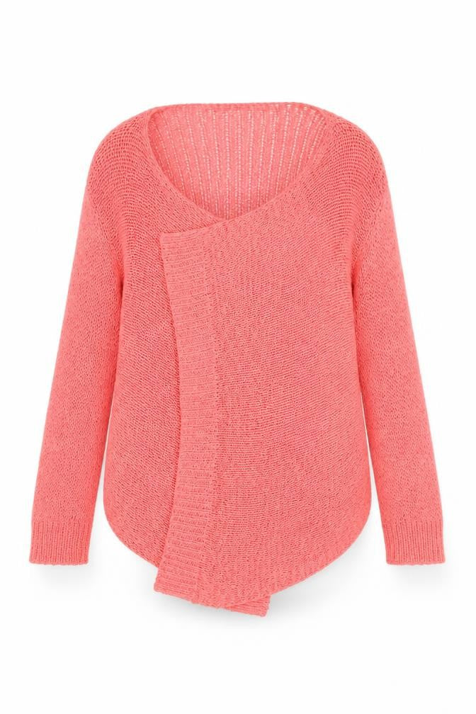 Front view of Bonmarché women’s pink cardigan jumper, size M