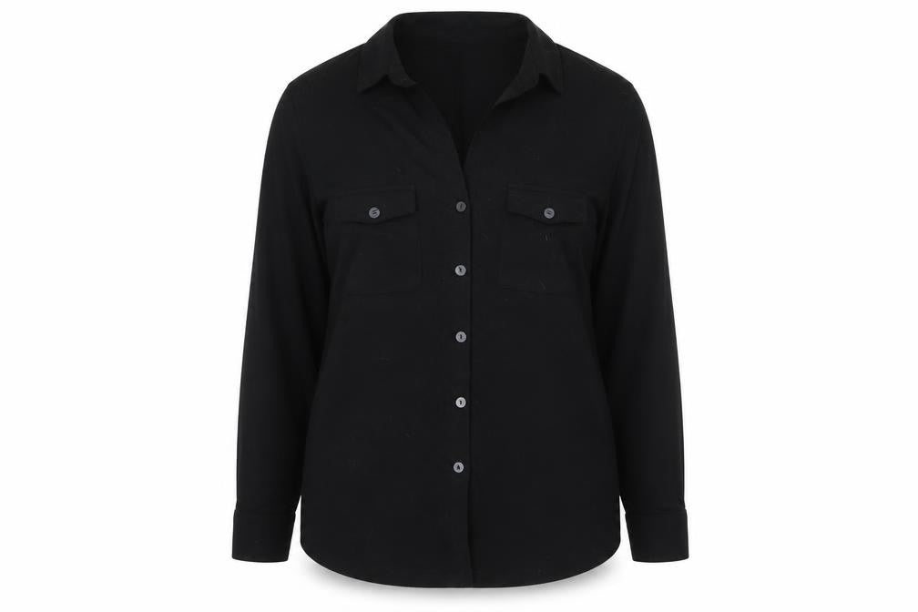 Kley Womens Black   Basic Button-Up Size 10