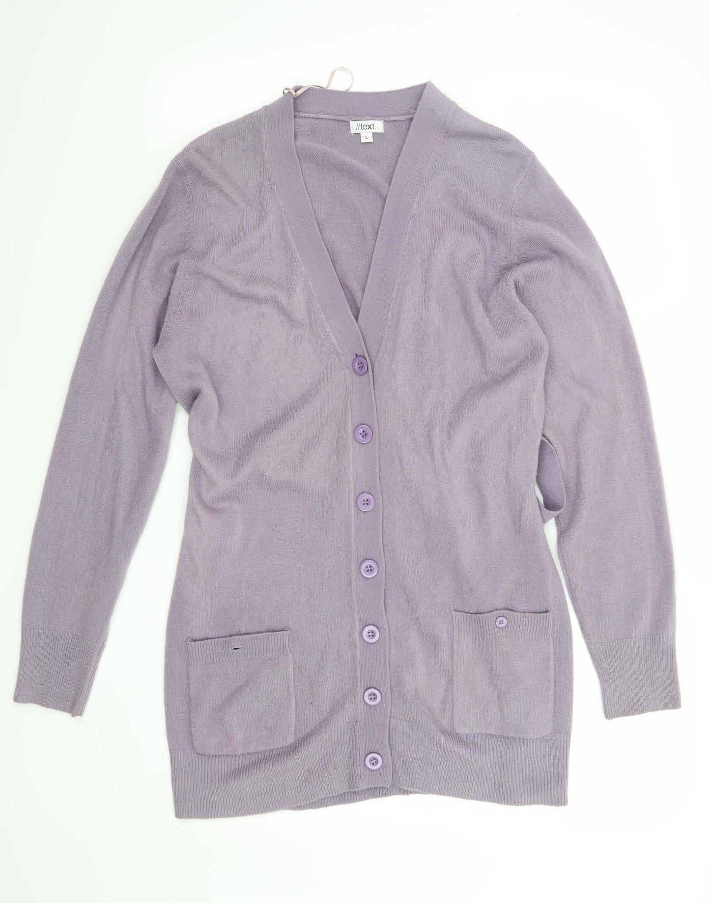 Text Womens Purple   Cardigan Jumper Size L