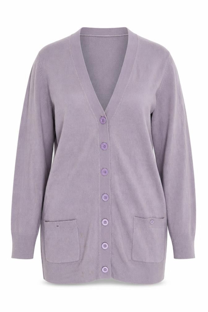Front view of Text women’s purple cardigan jumper, size L