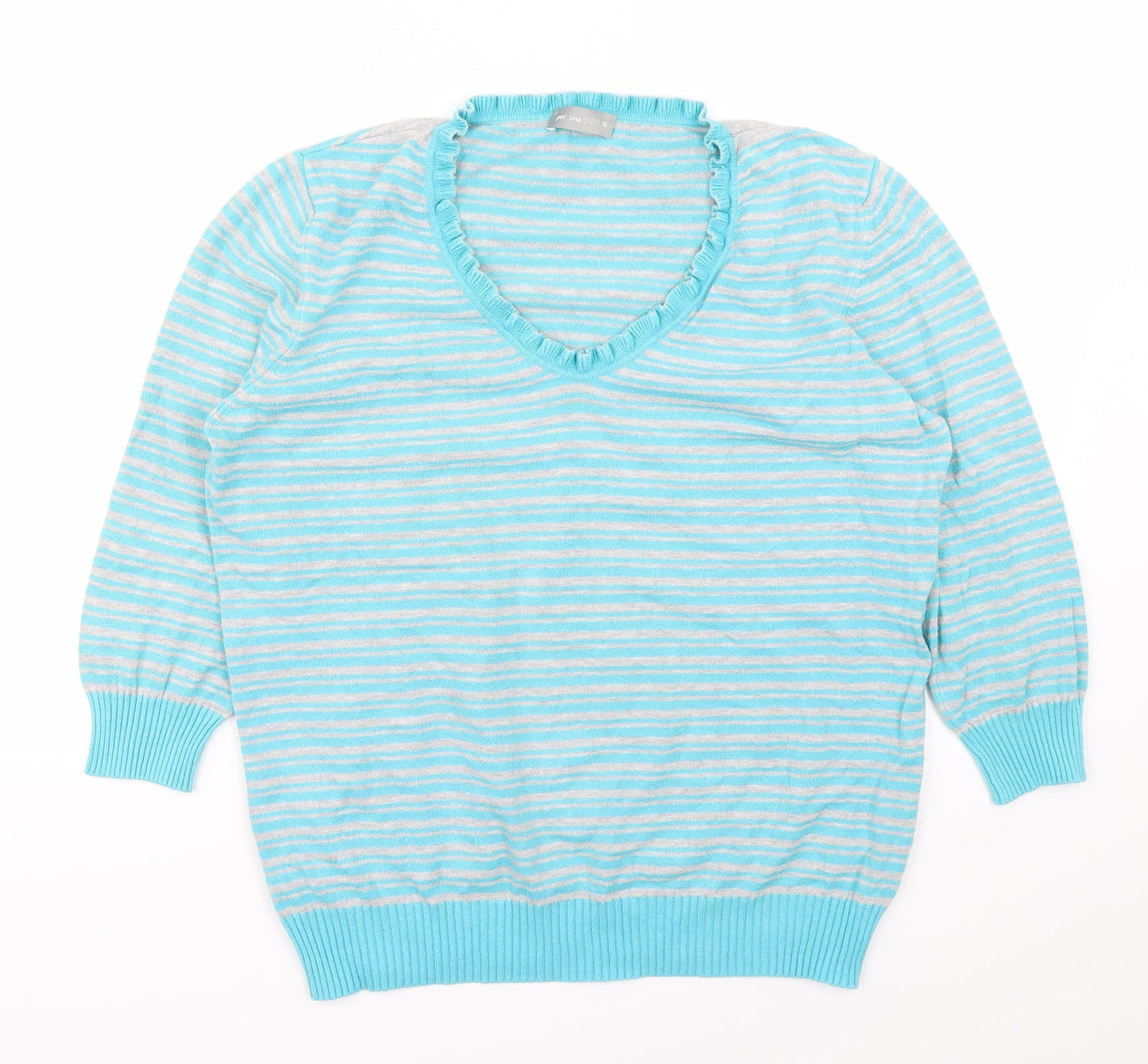 Marks and Spencer Womens Blue Striped  Pullover Jumper Size 16