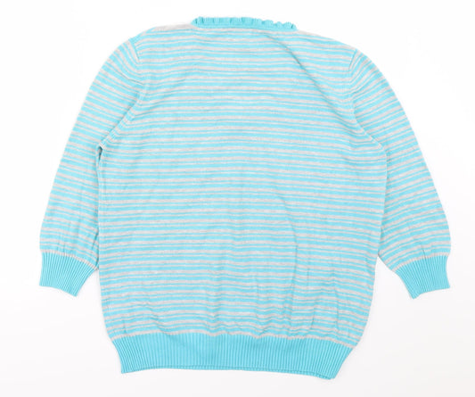 Marks and Spencer Womens Blue Striped  Pullover Jumper Size 16