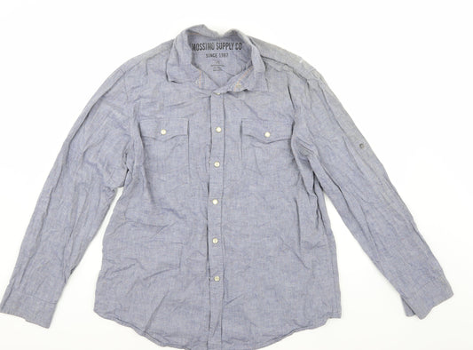 Additional front view of Mossimo men’s blue button-up, size L