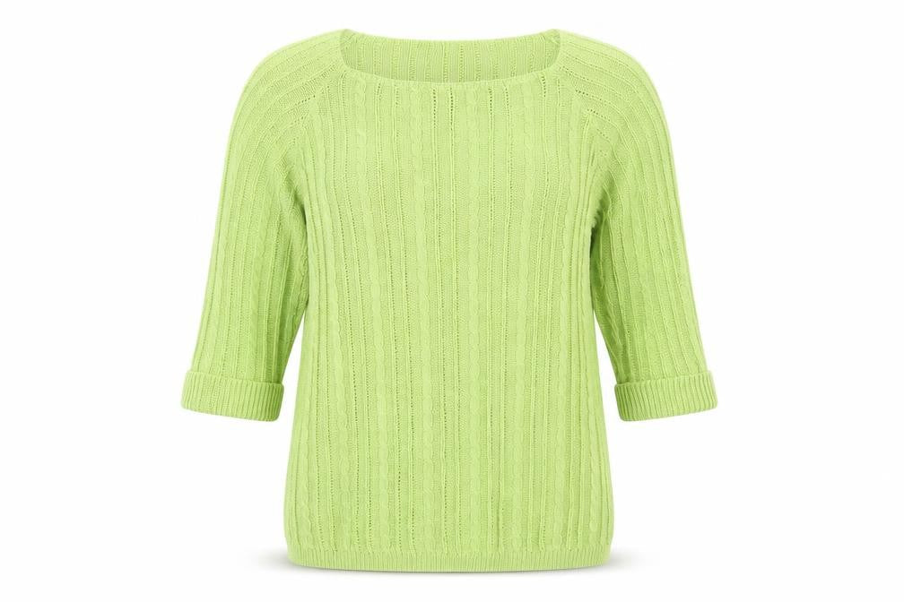 Front view of Just Elegance women’s green jumper, size L