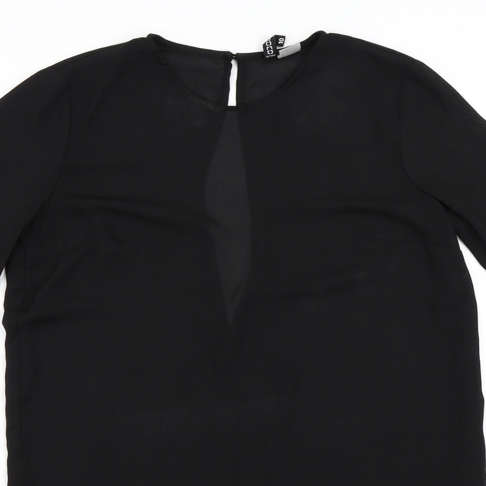 Divided by H&M Womens Black  Chiffon Tunic Blouse Size 10