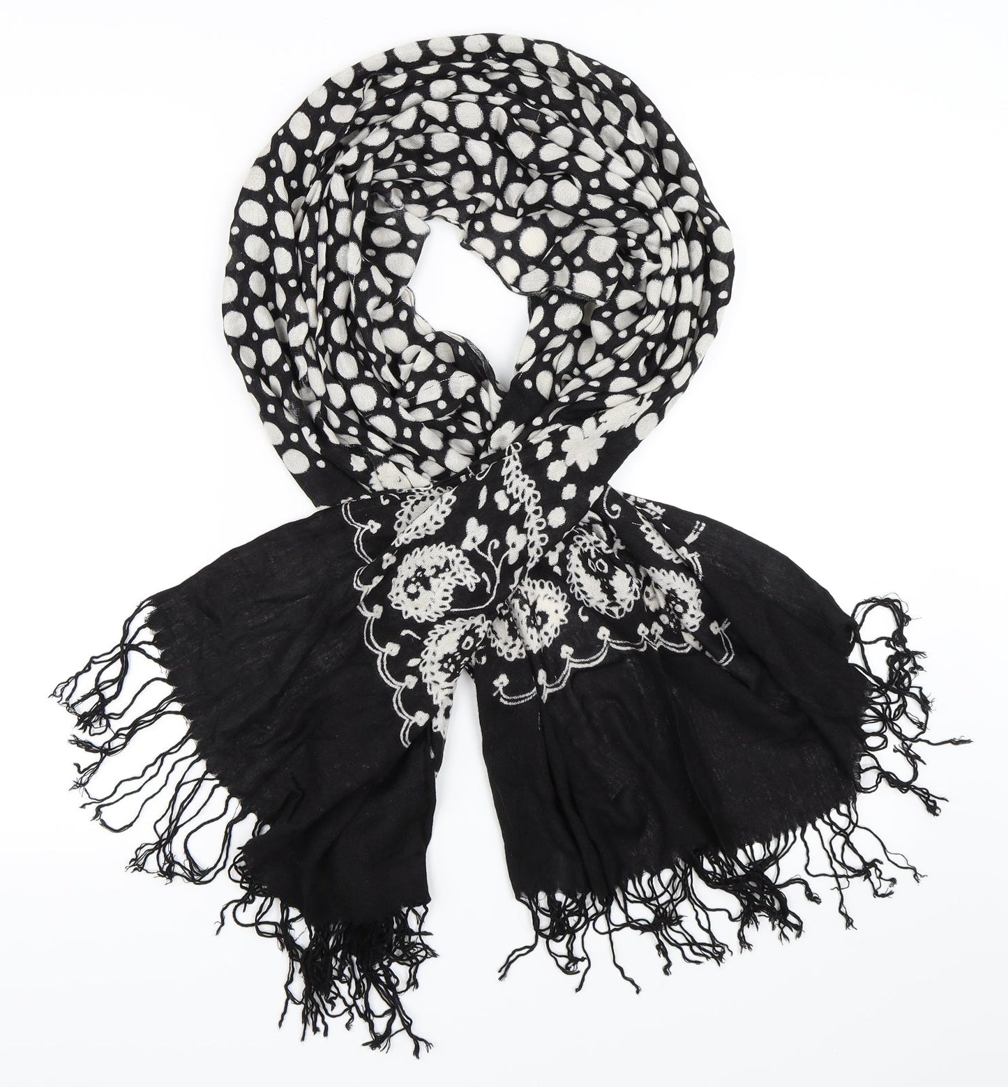 Preworn Womens Black Geometric   Shawl/Wrap