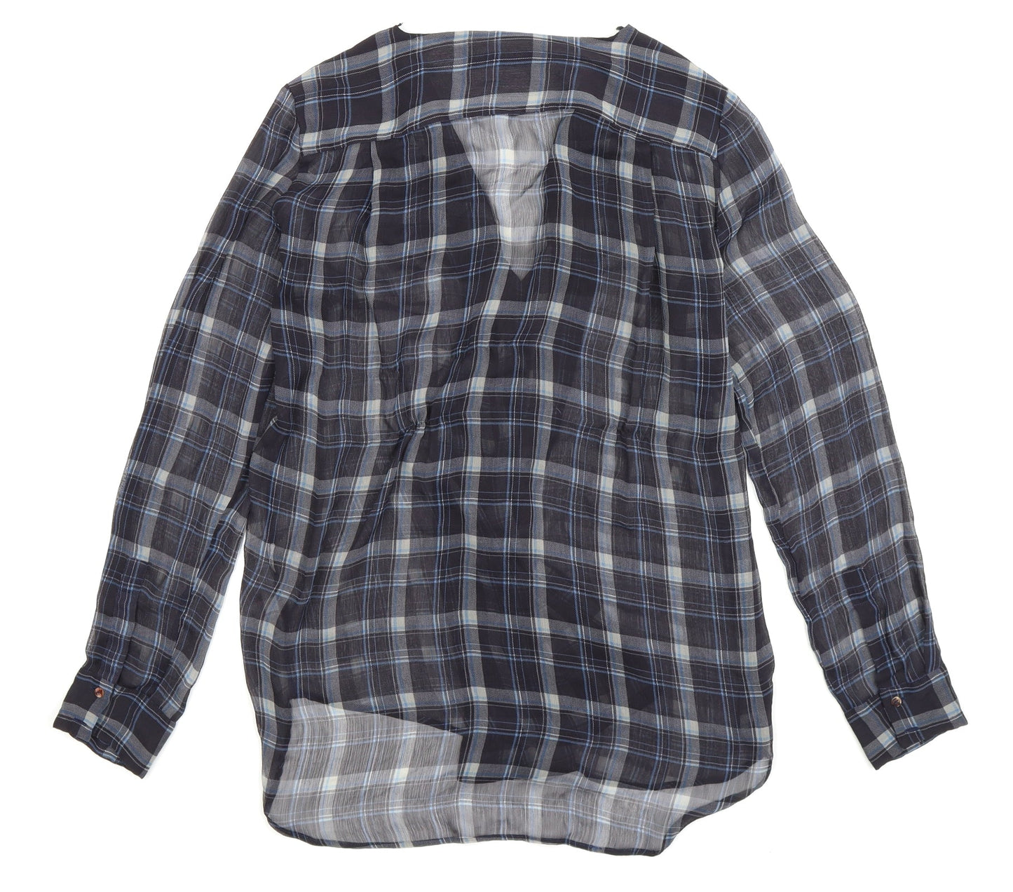 Zara Womens Blue Check  Basic Button-Up Size M