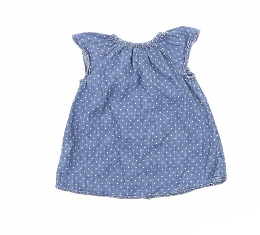 Gap Girls Blue Polka Dot  Basic Blouse Size 18-24 Months
