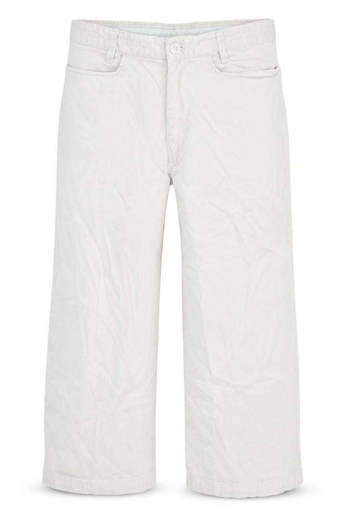 Front view of Cross women’s beige trousers, size M, 20-inch leg