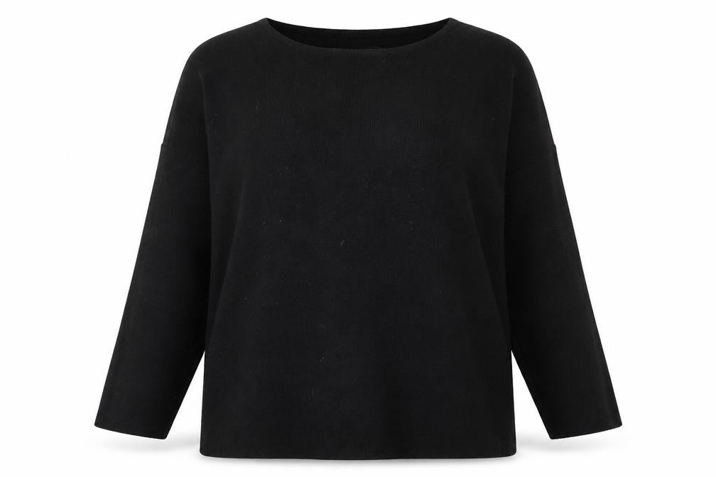 Front view of portsaid women’s black basic t-shirt, size UK 16