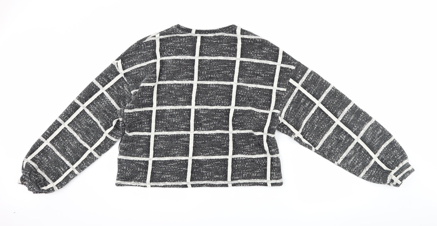 New Look Womens Black Check  Pullover Sweatshirt Size M