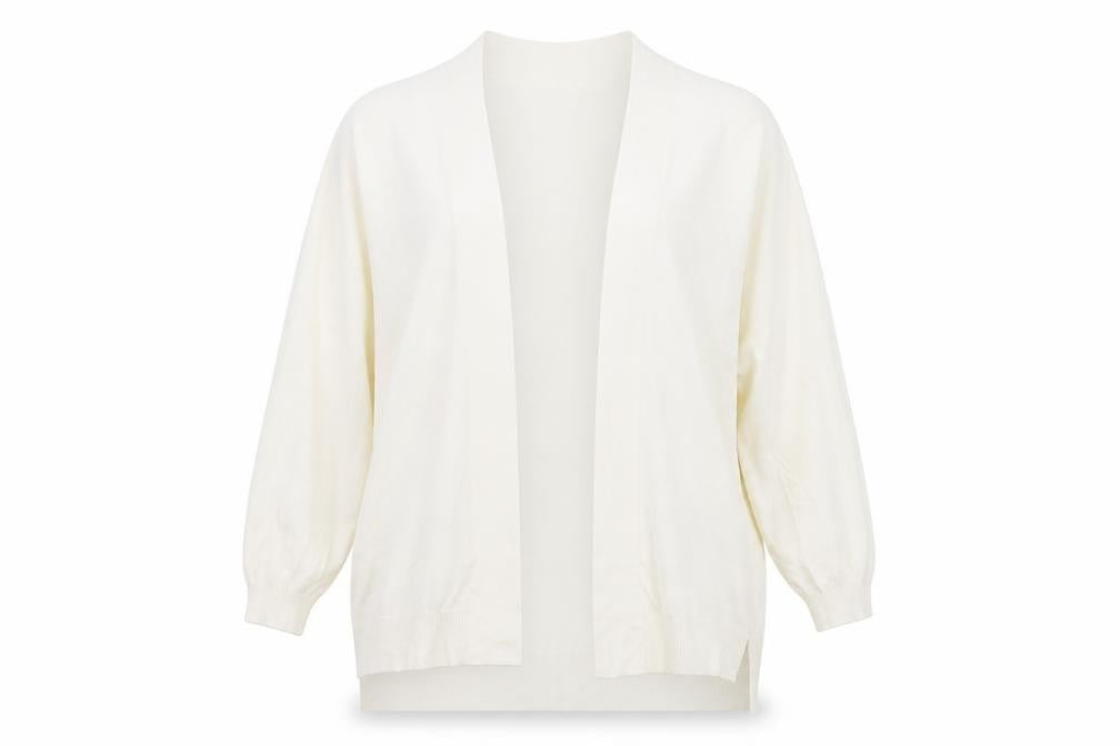 Front view of Intuition women’s white cardigan jumper, size S