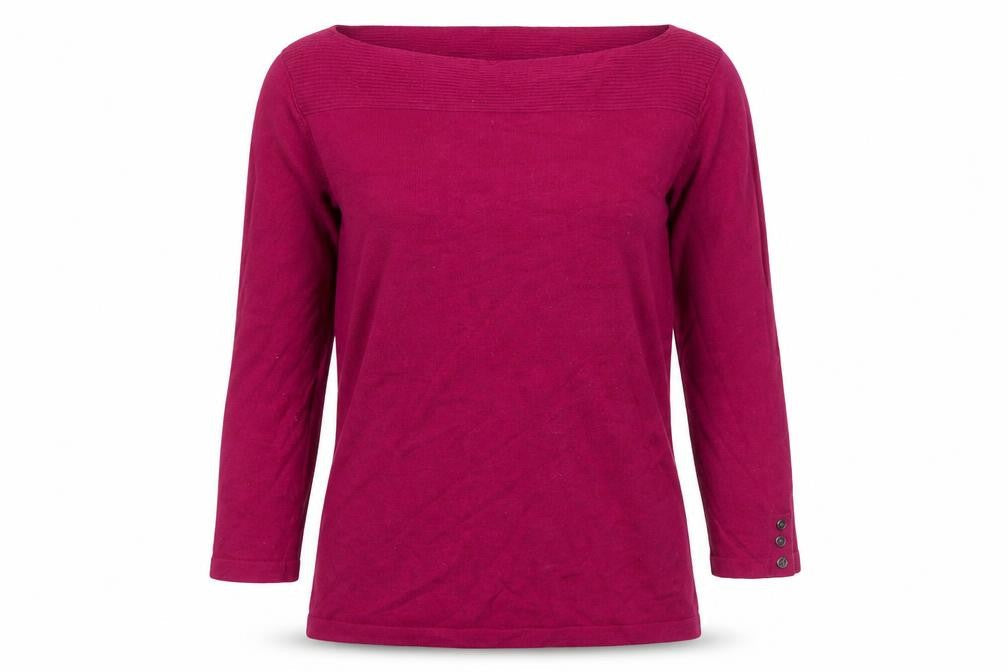 Front view of Next women’s purple knit jumper, size UK 10
