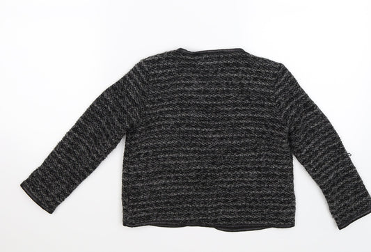 SOPHIE SCHNOOR Girls Grey Striped  Cardigan Jumper Size 9 Years