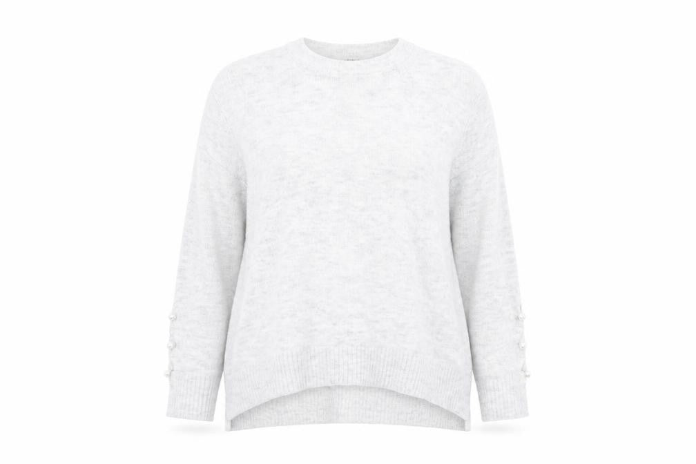 Front view of Dorothy Perkins women’s grey jumper, size UK 18