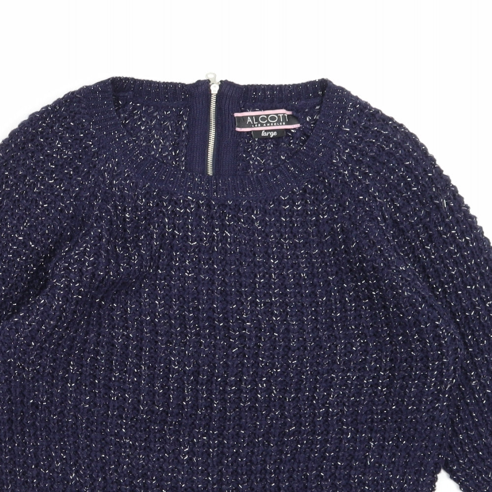 alcott Womens Blue  Knit Pullover Jumper Size L