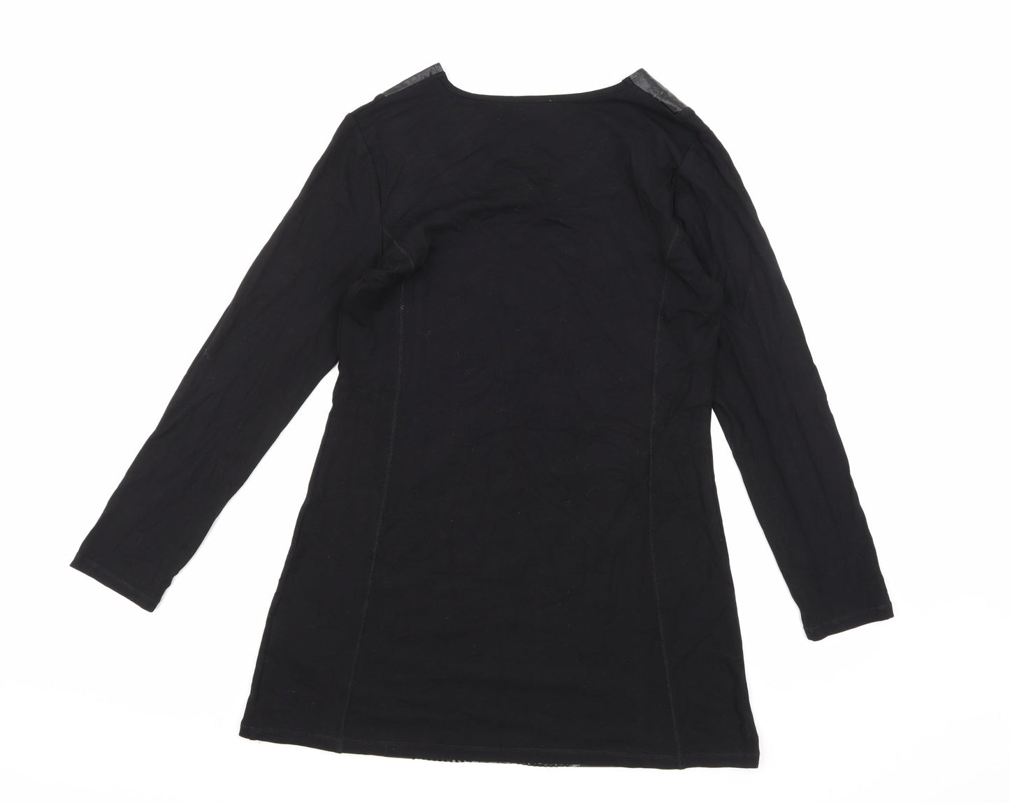 CASAMIA Womens Black Animal Print  Basic Blouse Size S