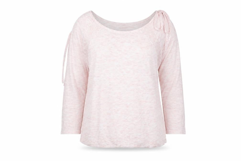 Front view of Marks & Spencer women’s pink jumper, size UK 14