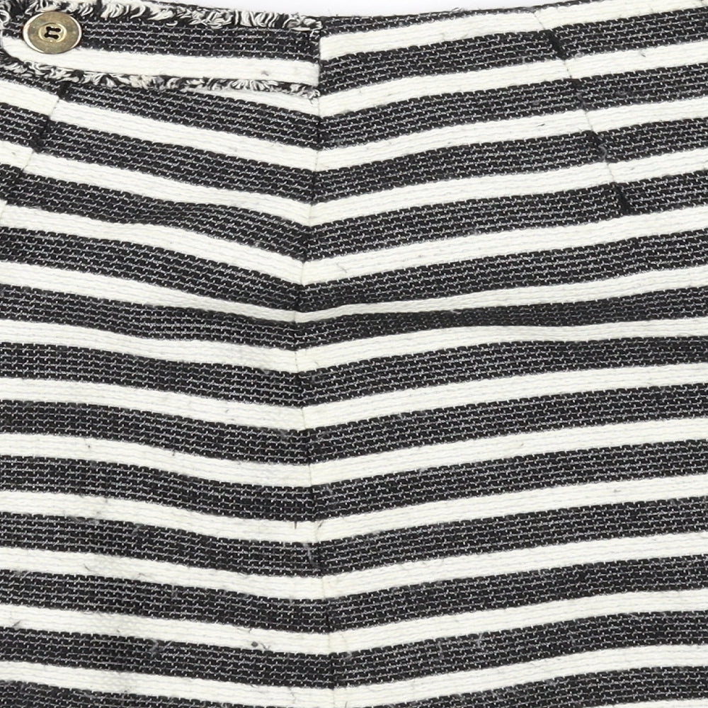 Preworn Womens White Striped  A-Line Skirt Size 8